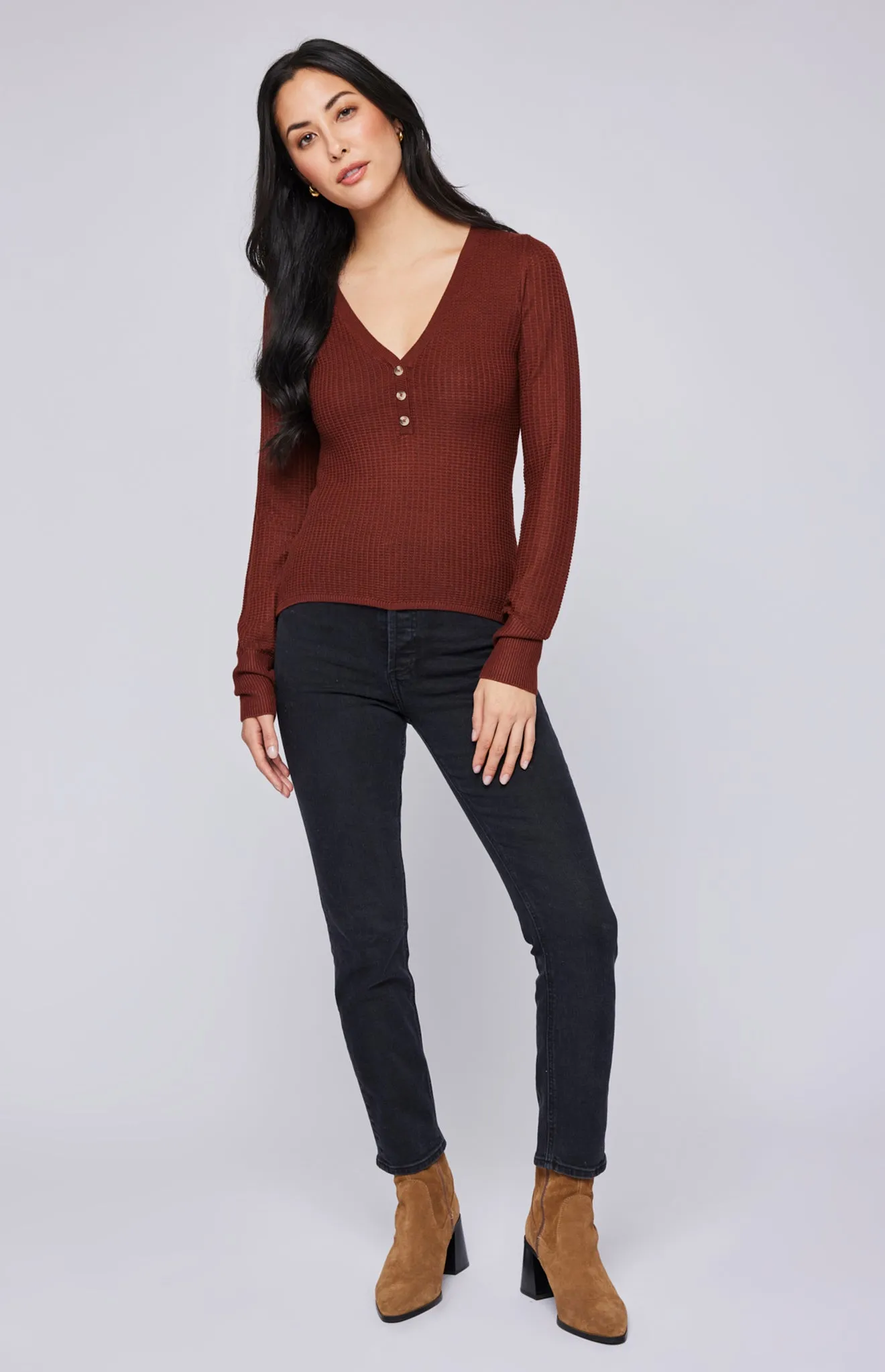 Abigail Waffle Knit Pullover Top