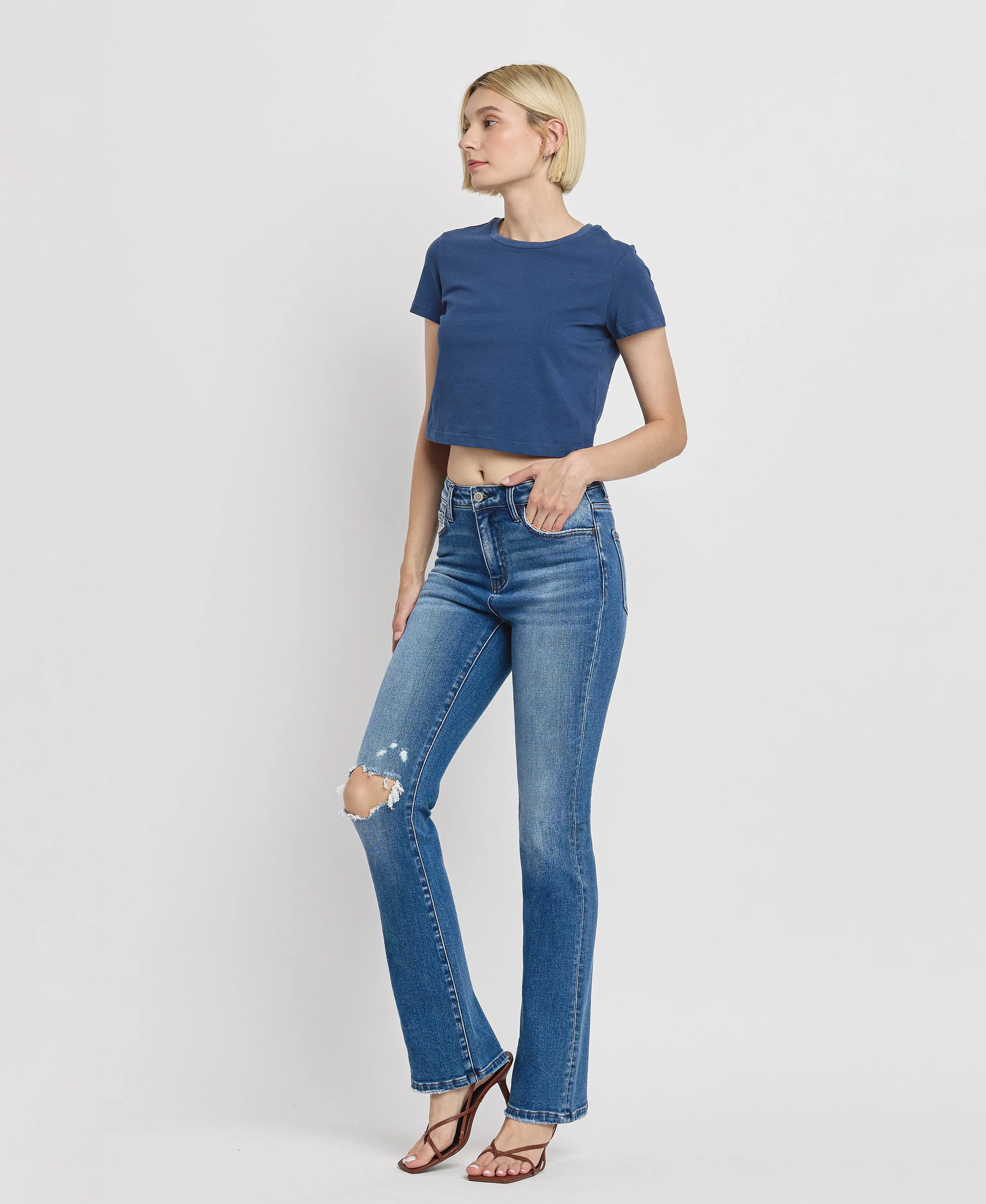 Bergenia - High Rise Bootcut Jeans