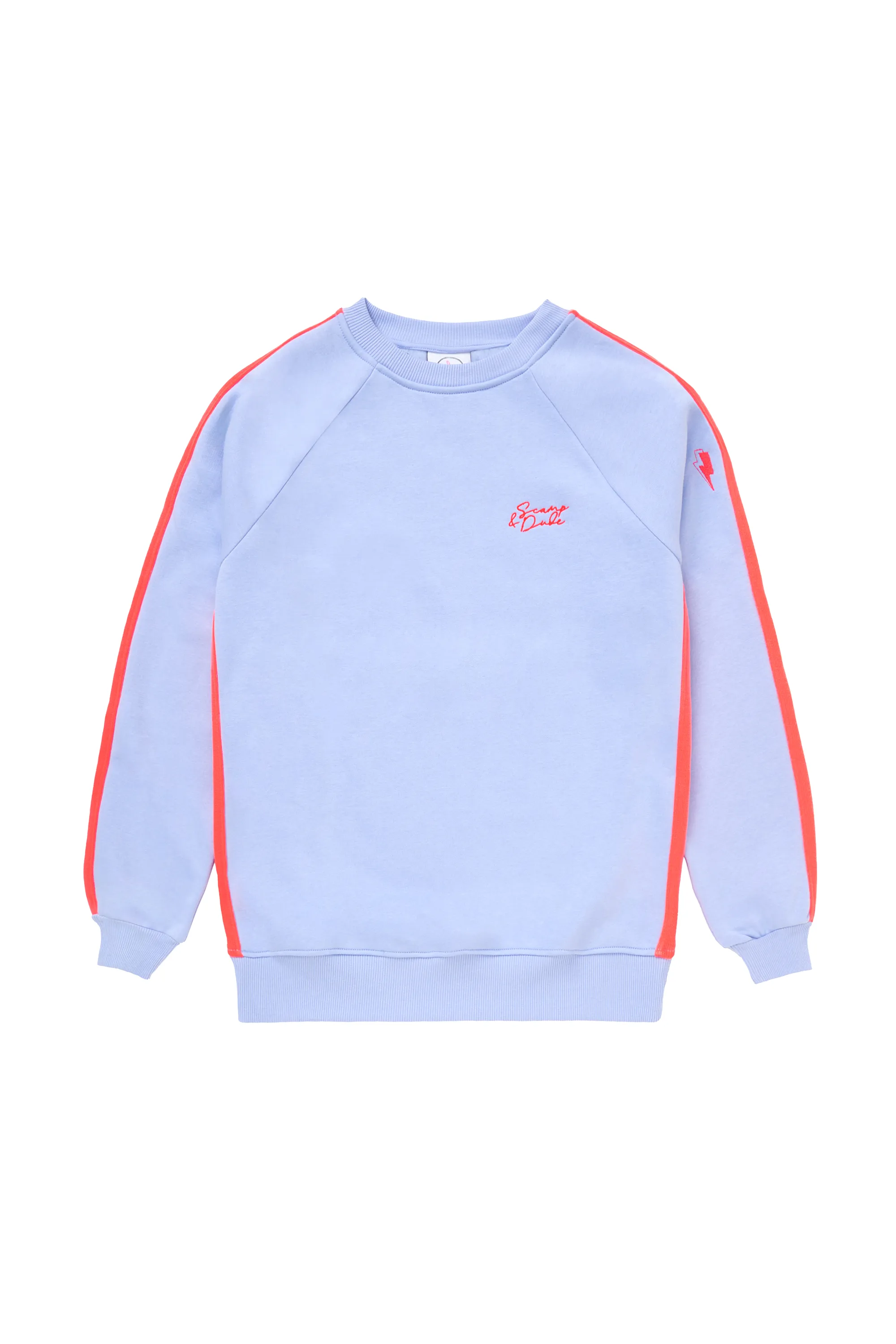 Blue with Neon Coral Colourblock Relaxed Sweatshirt