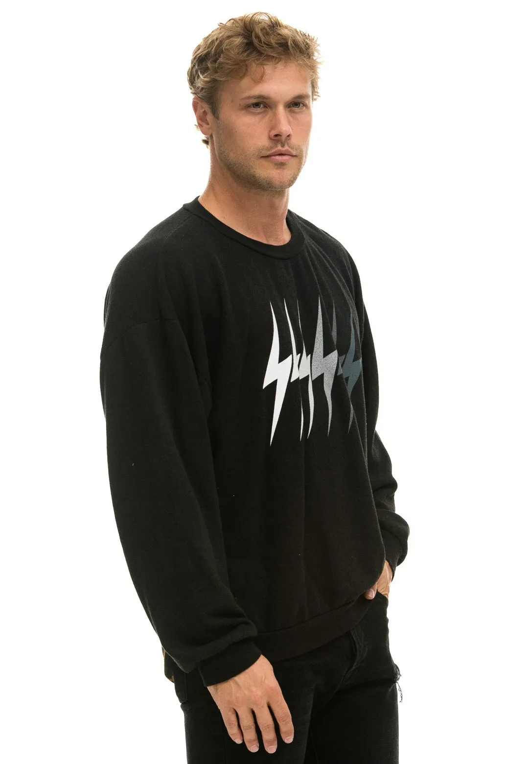 BOLT GRADIENT RELAXED CREW SWEATSHIRT - BLACK // GREY