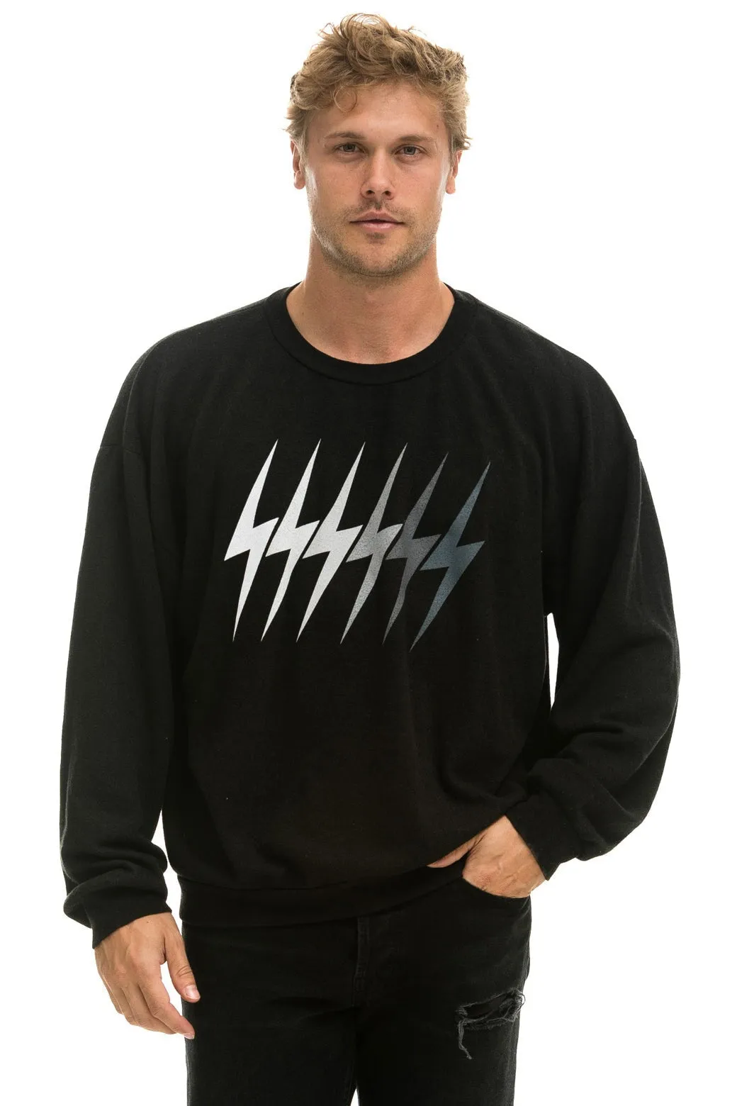 BOLT GRADIENT RELAXED CREW SWEATSHIRT - BLACK // GREY