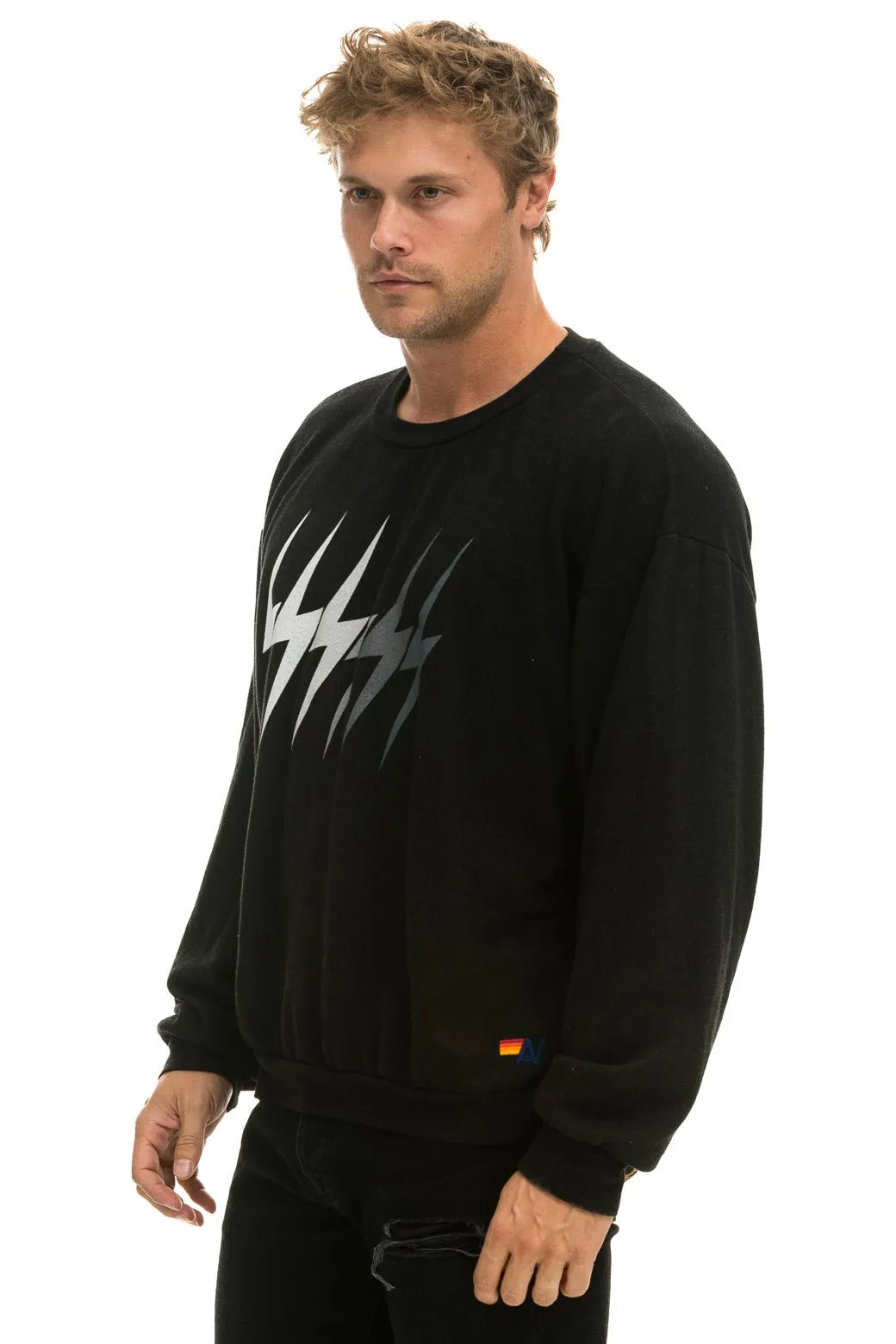 BOLT GRADIENT RELAXED CREW SWEATSHIRT - BLACK // GREY