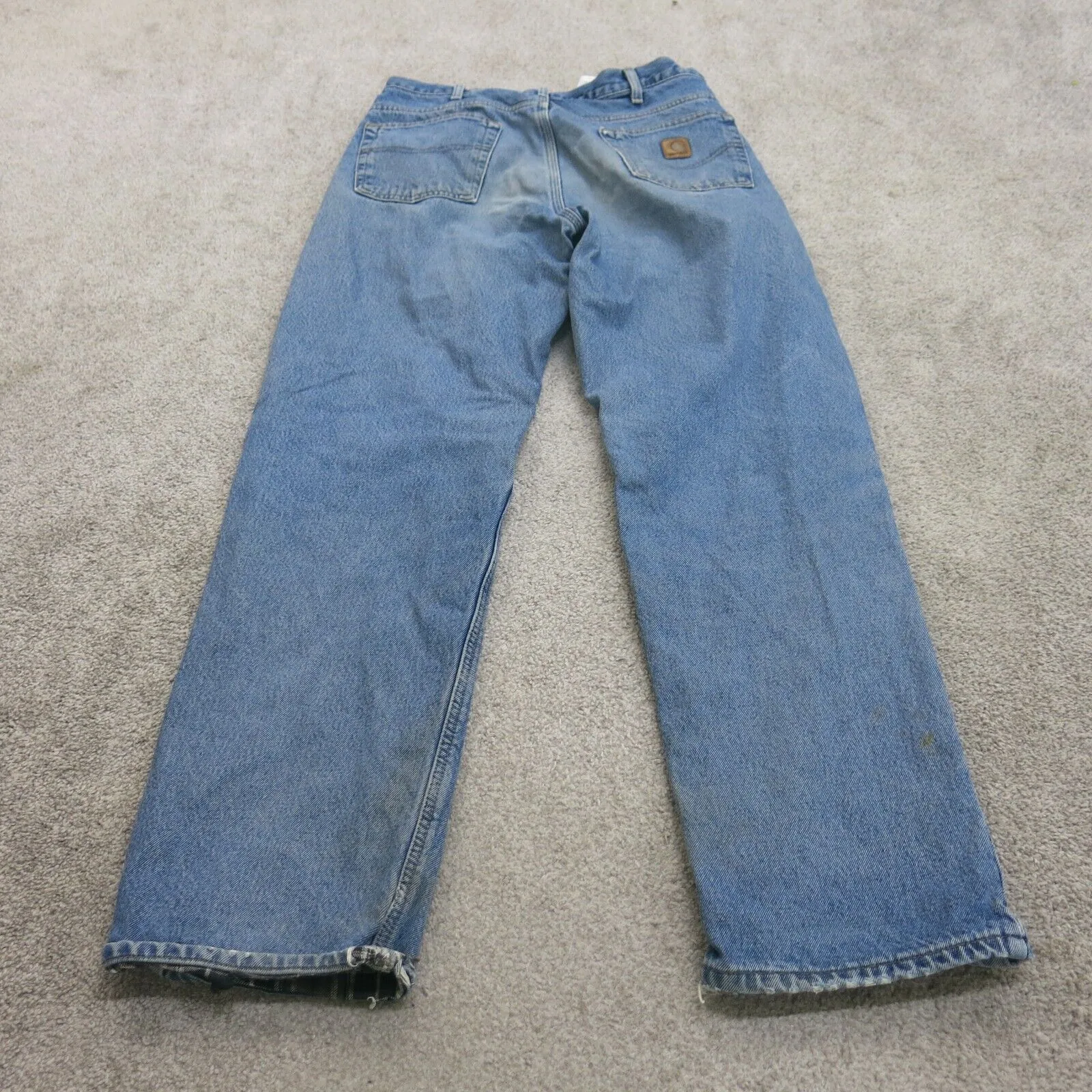 Carhartt Jeans Mens 33X34 Blue Distressed Straight Leg High Rise Relaxed Cotton