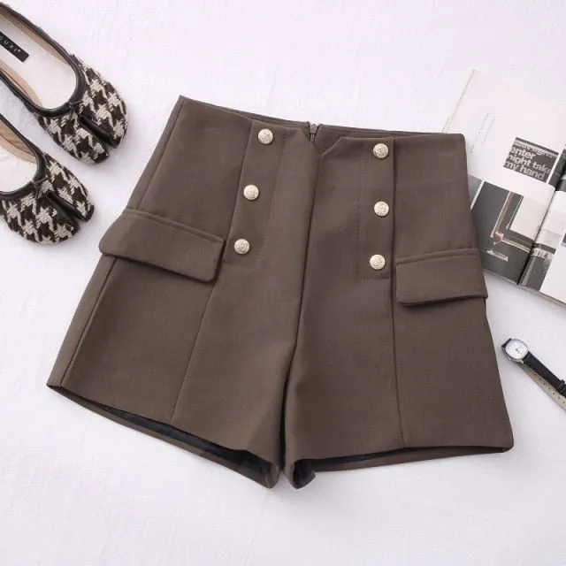 Casual Comfortable Elegant Shorts With Belt Women's Woolen Shorts