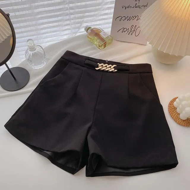 Casual Comfortable Elegant Shorts With Belt Women's Woolen Shorts