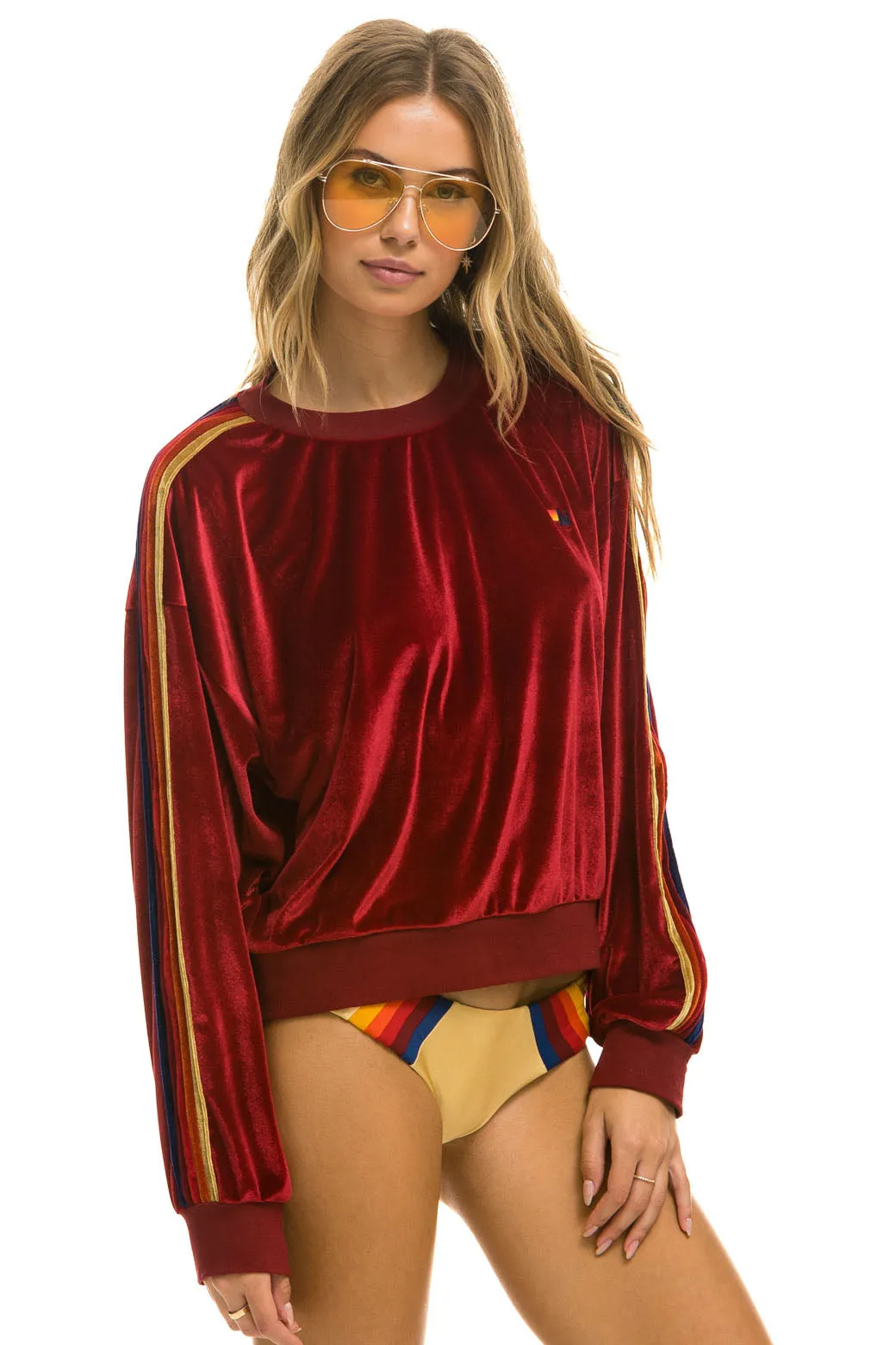 CLASSIC VELVET RELAXED SWEATSHIRT - RED