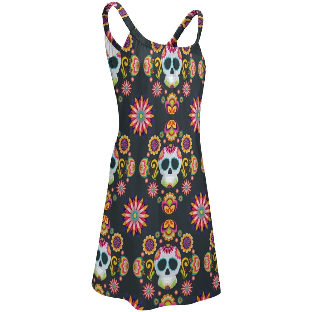 Colorful Skulls Beach Strappy Sling Dress