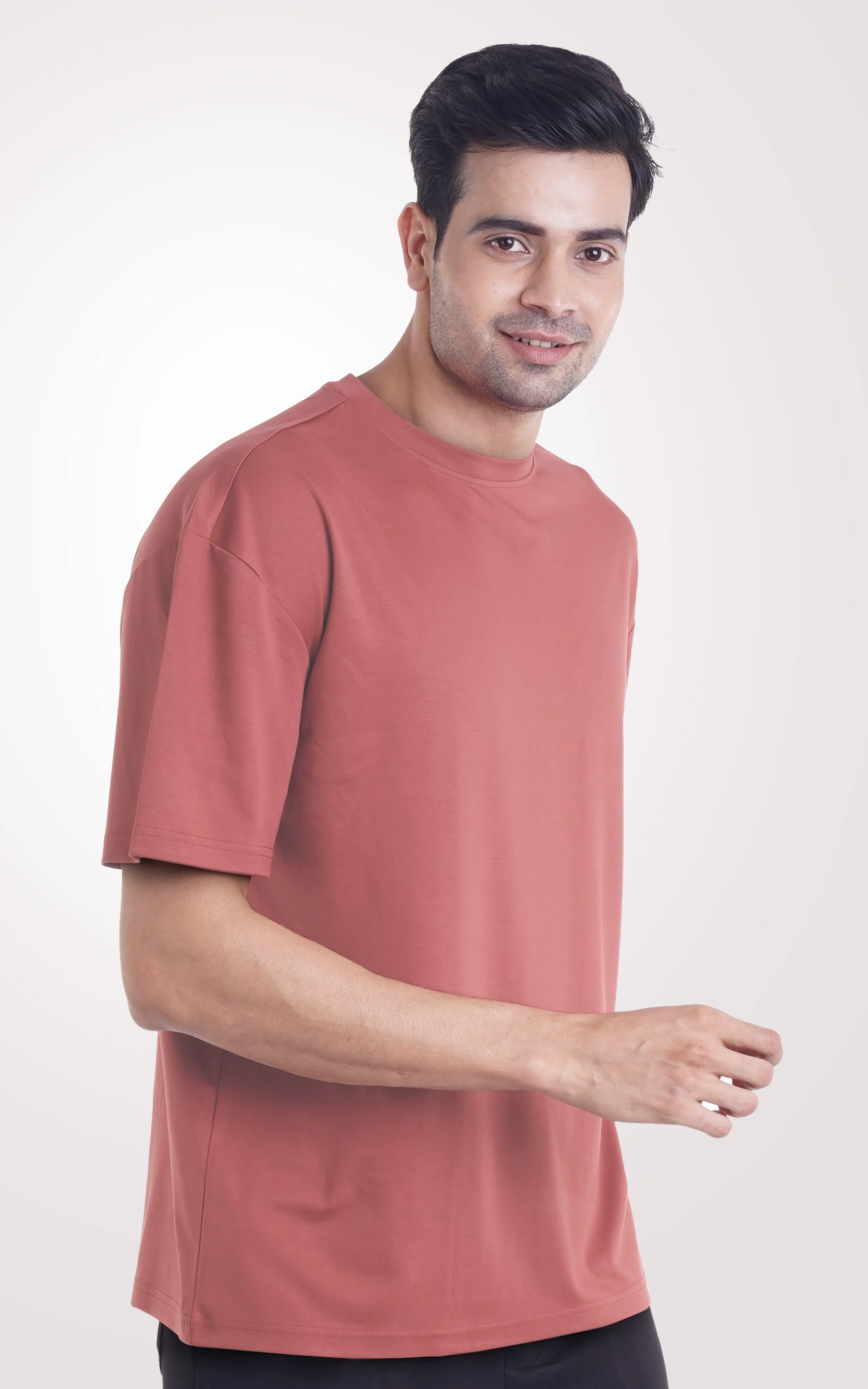 COOLDOWN-Peach Plain Over Size T-Shirt