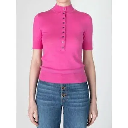 Derek Lam 10 Crosby Violette Cashmere Button Up Mockneck in Macron