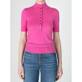 Derek Lam 10 Crosby Violette Cashmere Button Up Mockneck in Macron