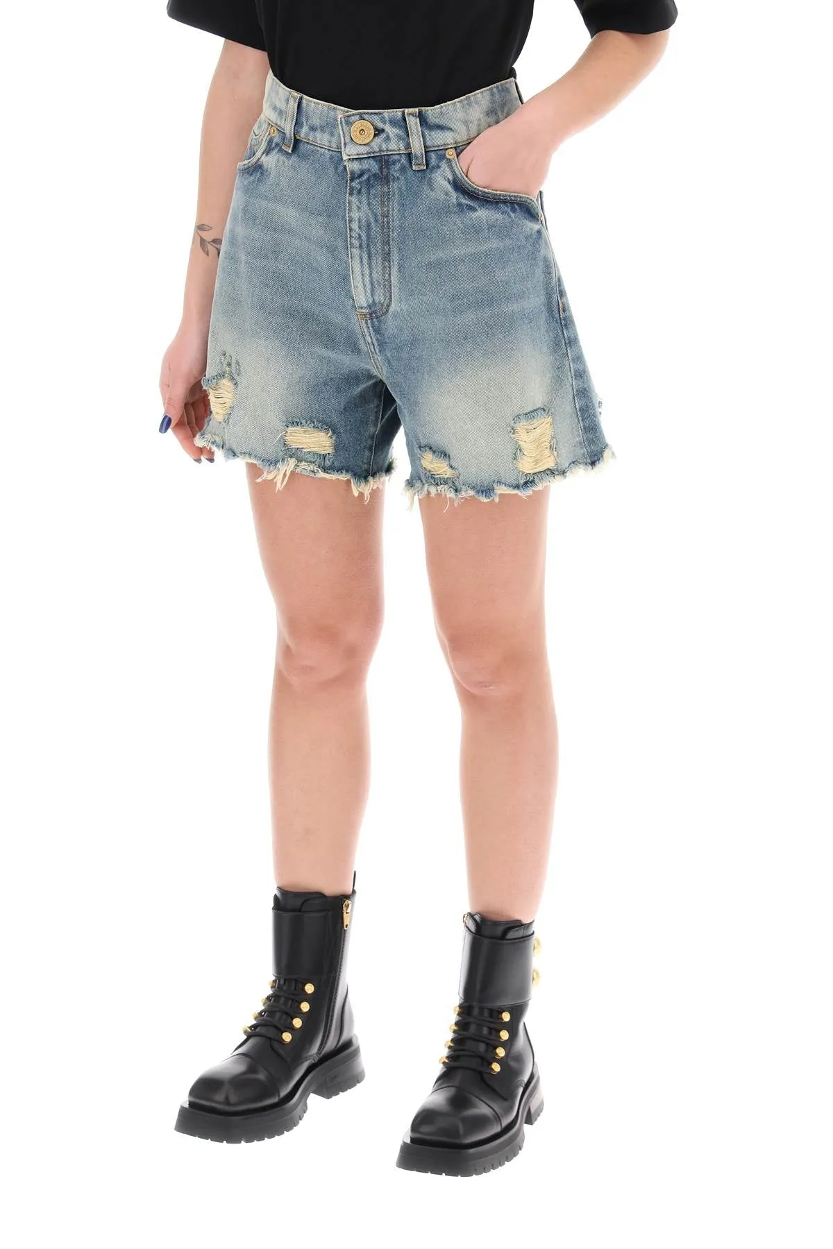 distressed denim shorts