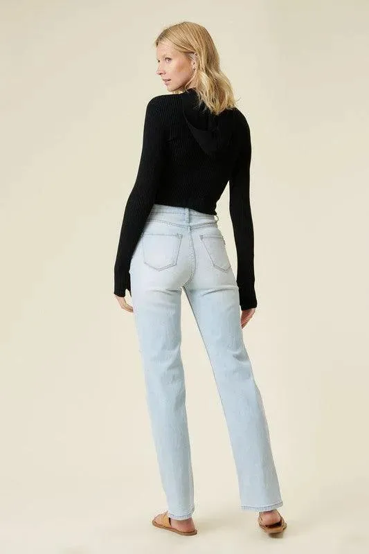 Distressed Wide Leg Light Stone Jeans