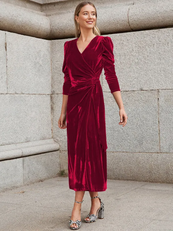 Fall/Winter Elegant: Robe Velvet Midi Dress, Perfect for Any Event