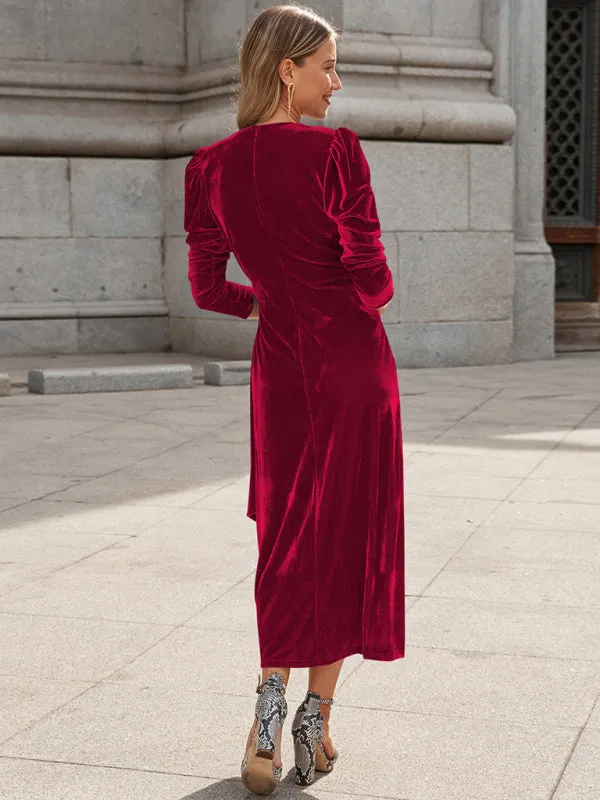 Fall/Winter Elegant: Robe Velvet Midi Dress, Perfect for Any Event