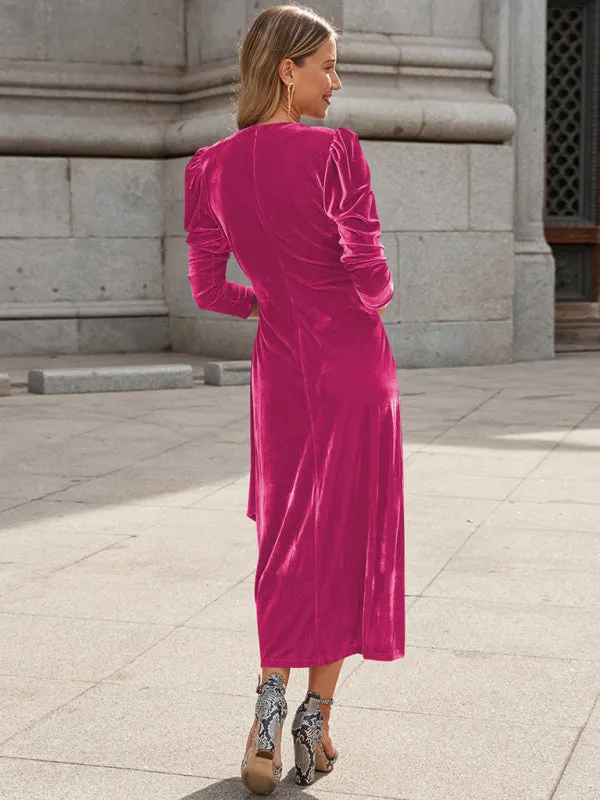 Fall/Winter Elegant: Robe Velvet Midi Dress, Perfect for Any Event