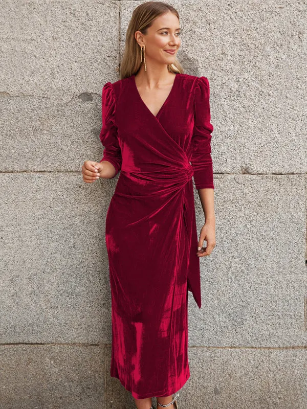 Fall/Winter Elegant: Robe Velvet Midi Dress, Perfect for Any Event