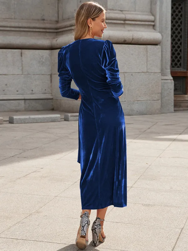 Fall/Winter Elegant: Robe Velvet Midi Dress, Perfect for Any Event