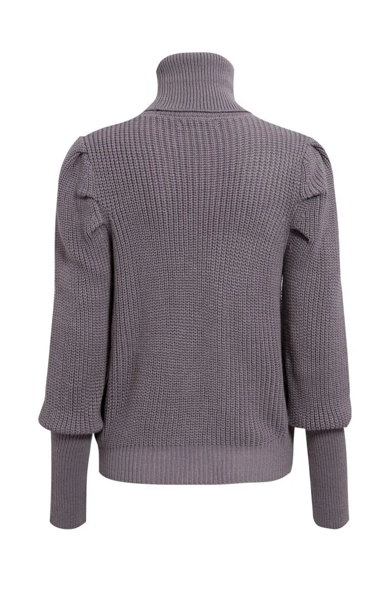 Fashion Purple Turtleneck Sweaters - Purple