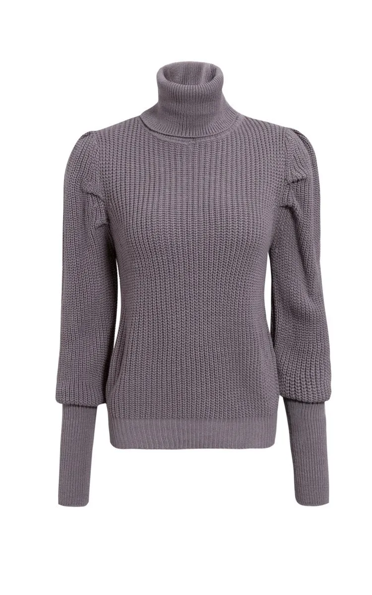 Fashion Purple Turtleneck Sweaters - Purple