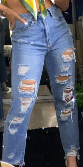 Girlfriend Ripped HW Jeans