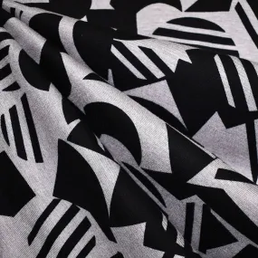 Graphic Geometric Soft Double Knit Black/Silver Grey