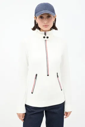 Grenoble White Fleece Zip Turtleneck Sweater