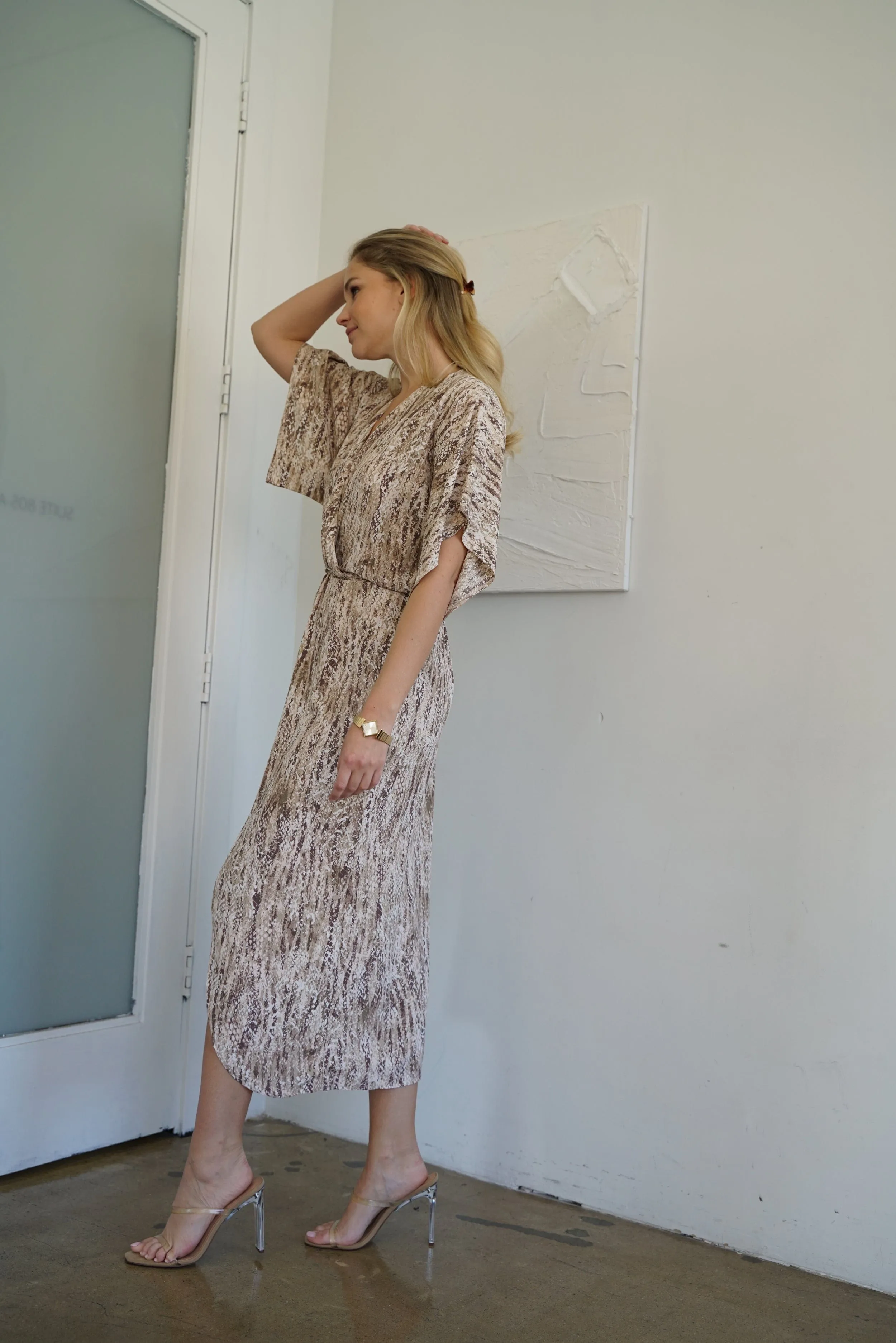 Joey Maxi Dress - Ecru Snake