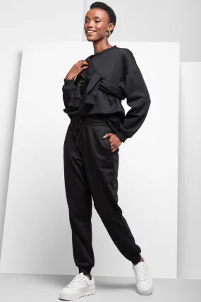 Jogger Trackpants With Rib Waist Black