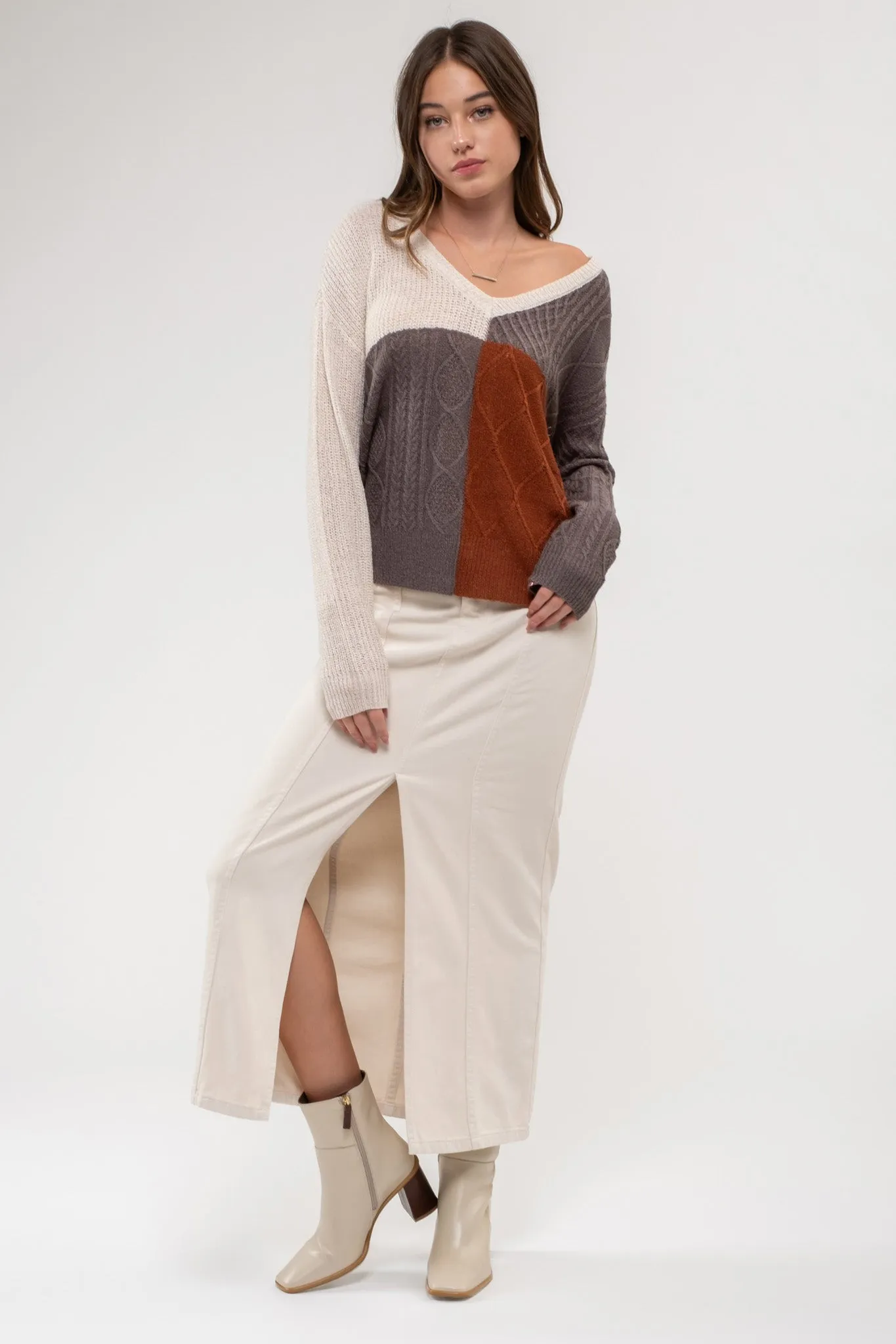 LIGHT-WEIGHT COLORBLOCK KNIT