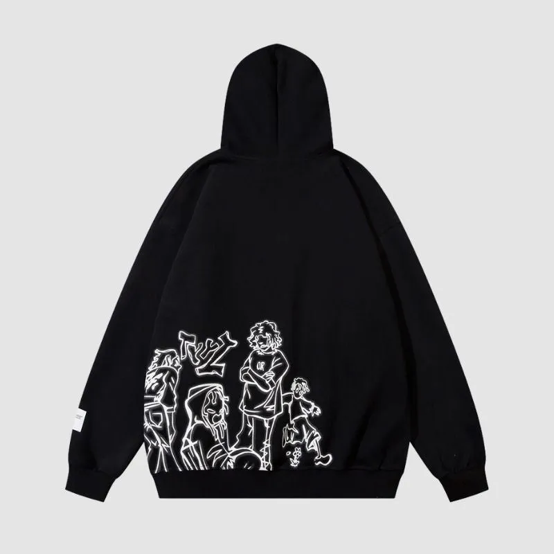 Line Person Graphic Hoodies