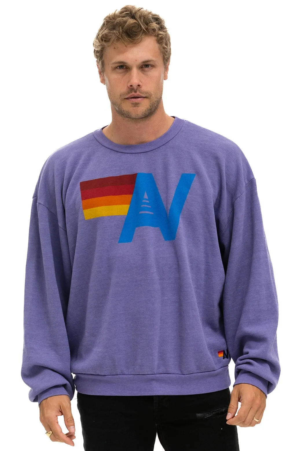 LOGO RELAXED CREW SWEATSHIRT - LAVENDER