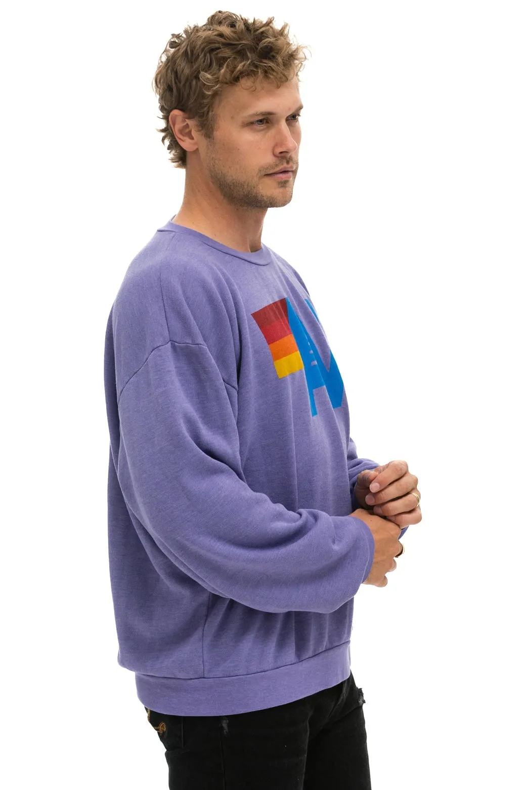 LOGO RELAXED CREW SWEATSHIRT - LAVENDER