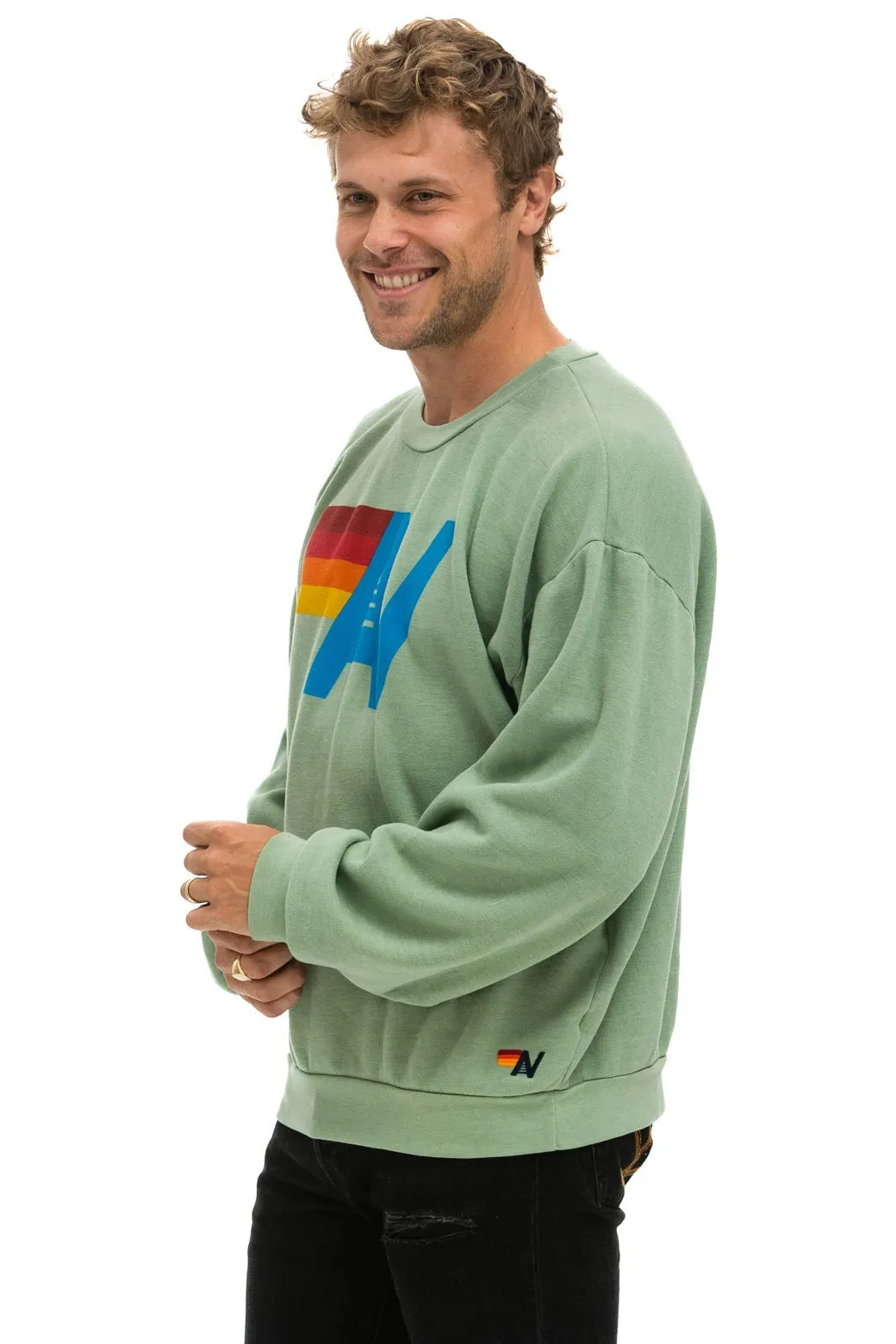 LOGO RELAXED CREW SWEATSHIRT - SAGE