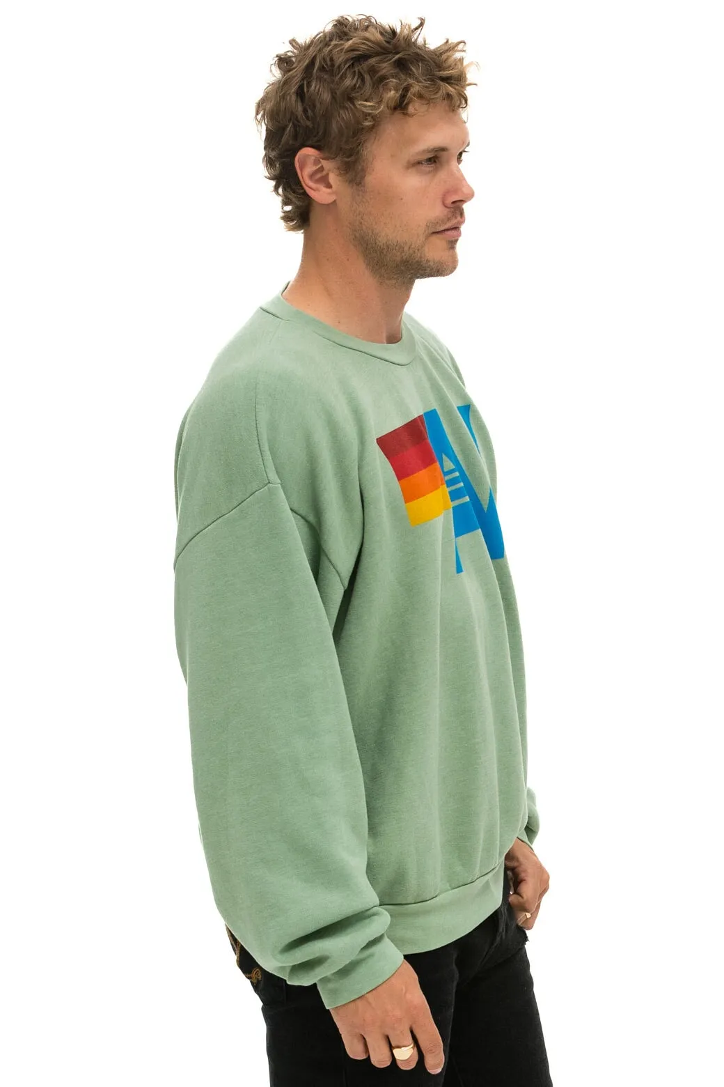 LOGO RELAXED CREW SWEATSHIRT - SAGE