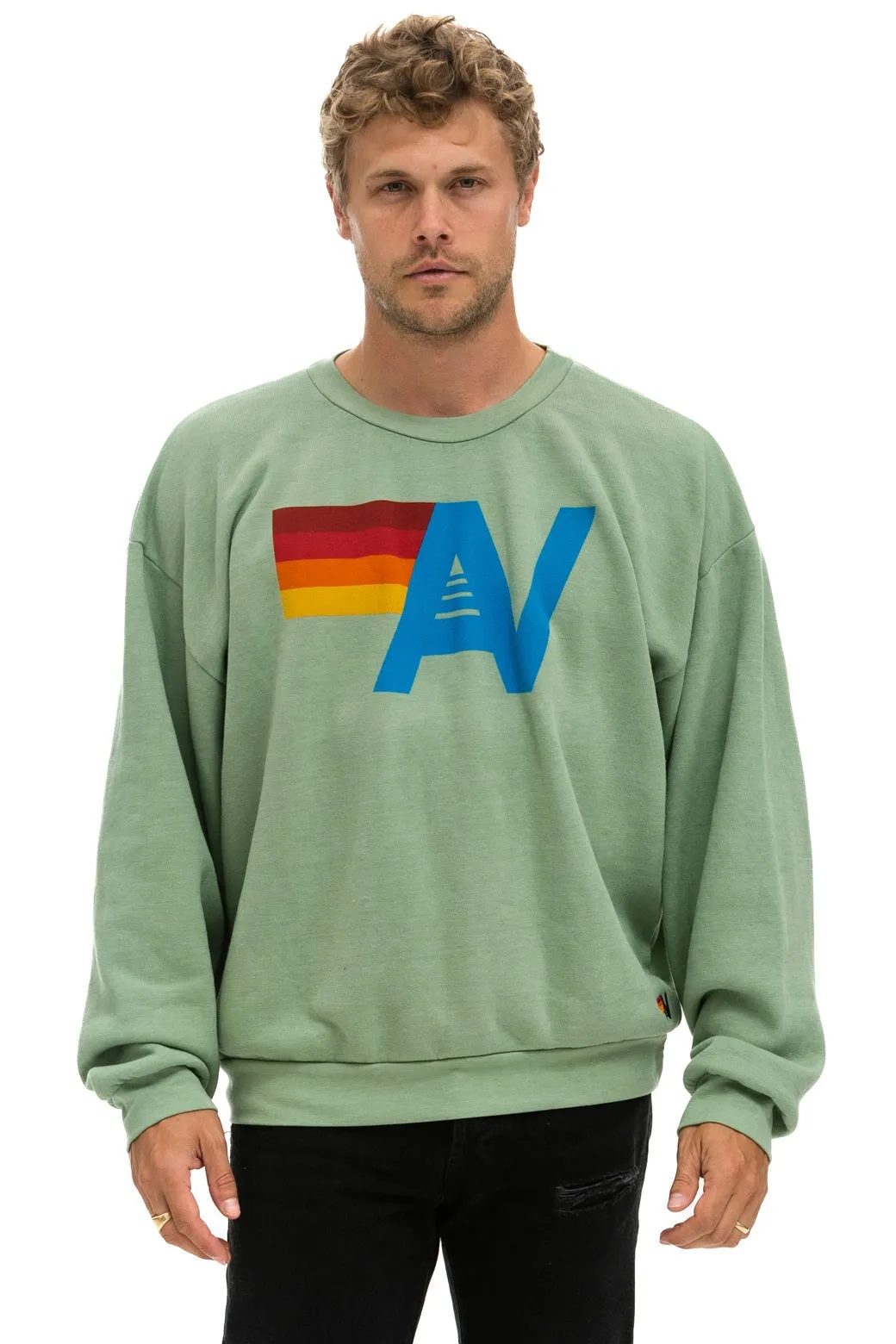 LOGO RELAXED CREW SWEATSHIRT - SAGE