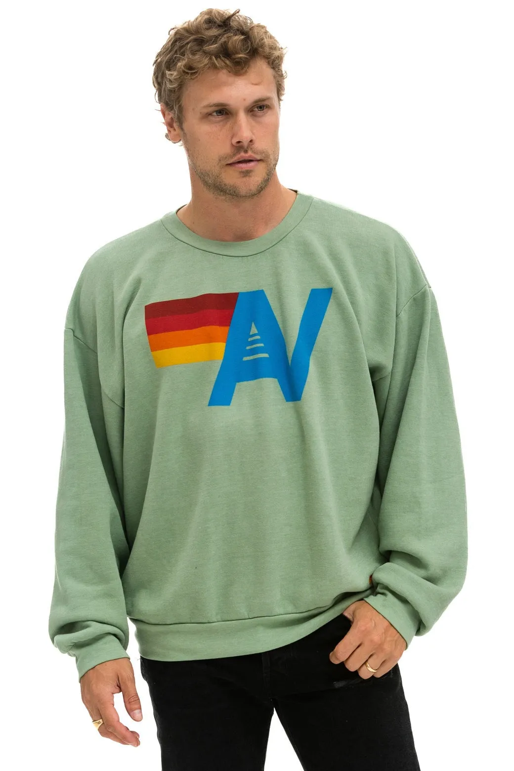 LOGO RELAXED CREW SWEATSHIRT - SAGE