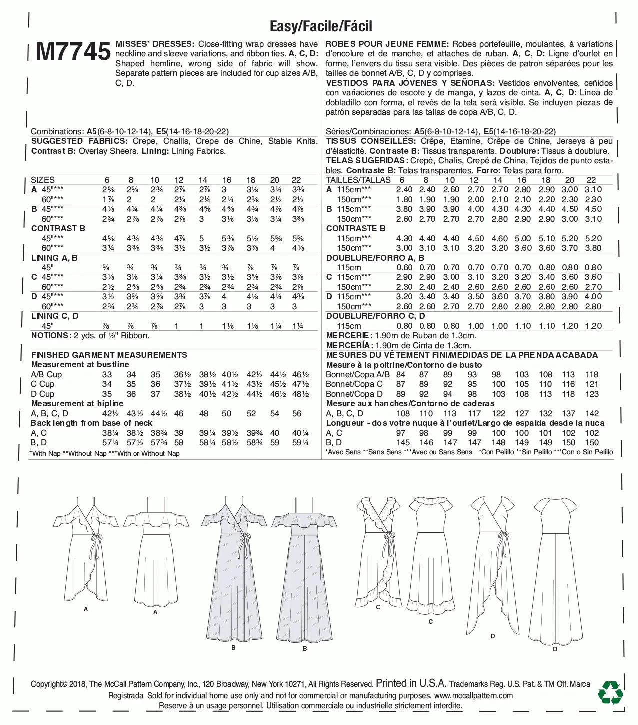 McCall's Pattern M7745 Misses' Dresses