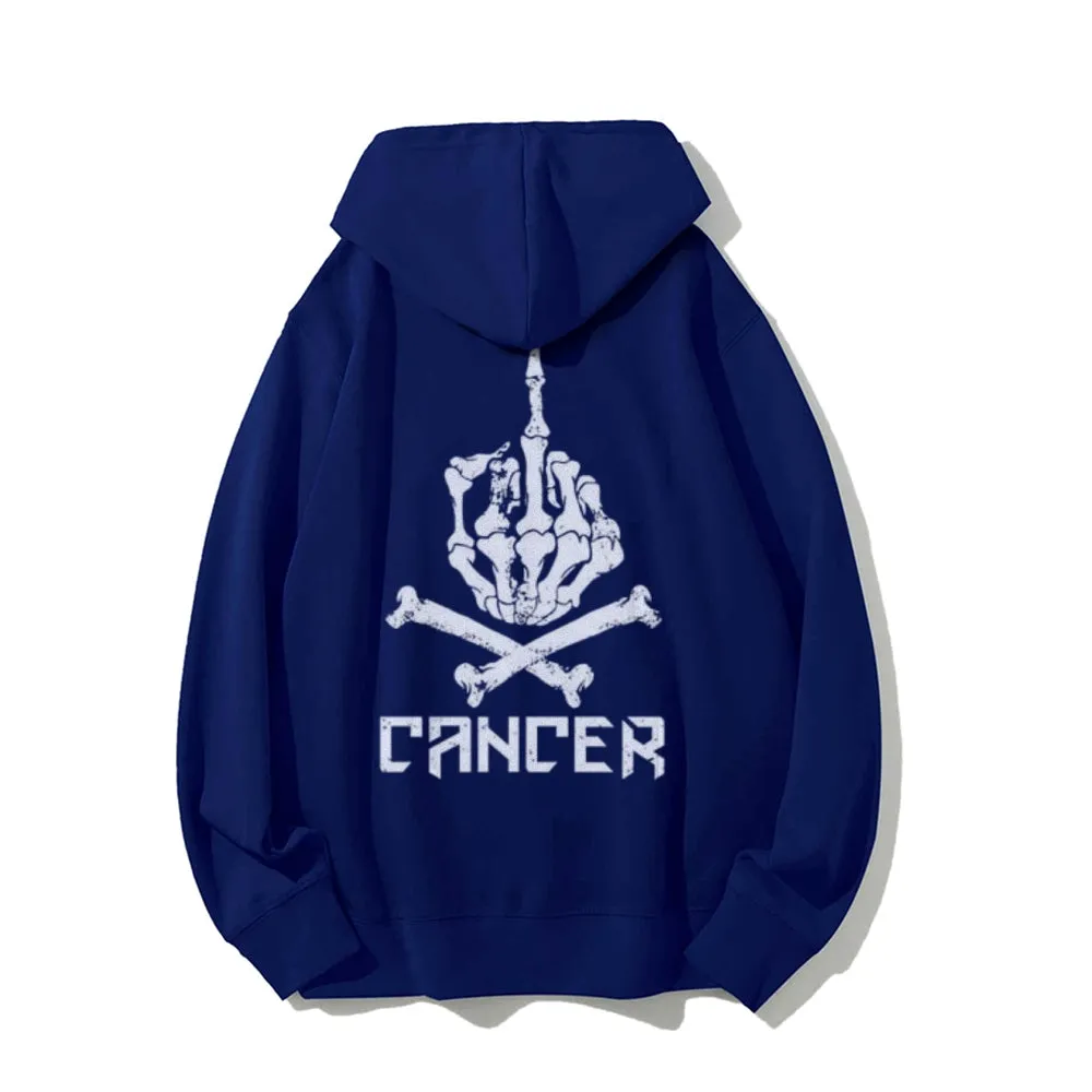 Mens Cancer Skull Graphic Pullover Hoodies