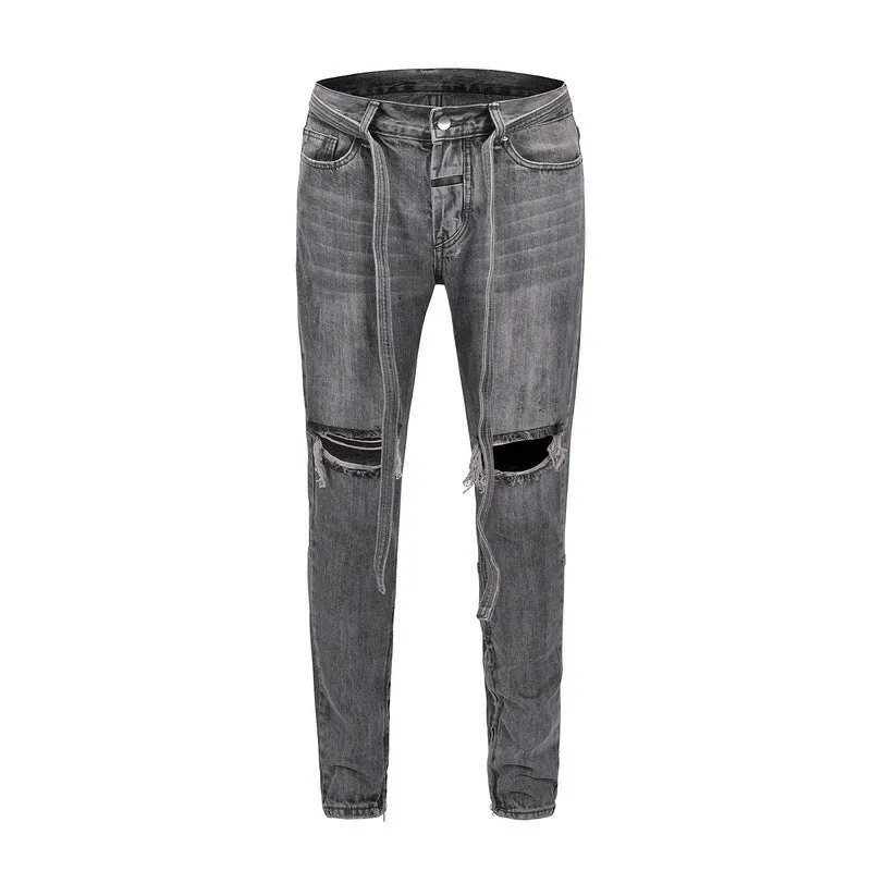 Men’s Distressed Grey Ripped Jeans – Stylish Casual Wear