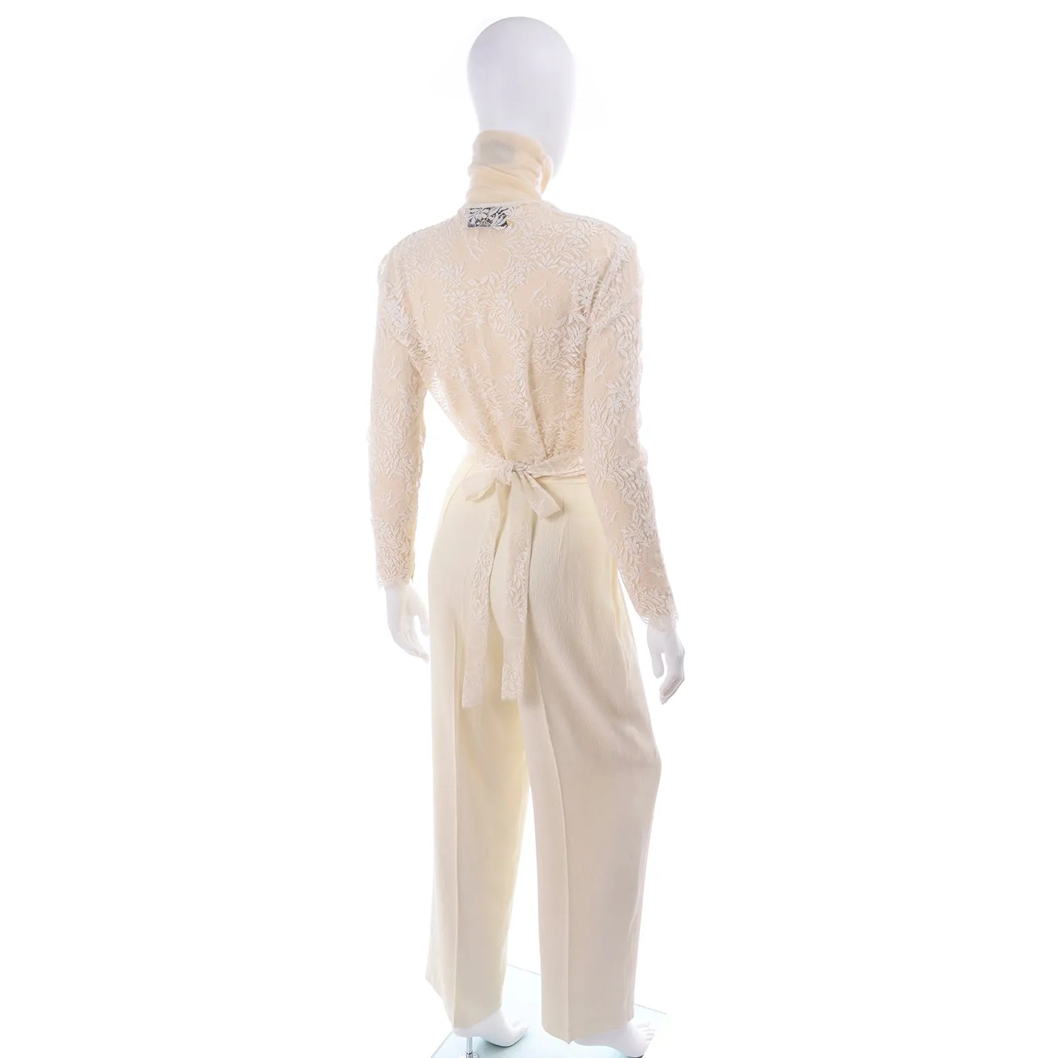 ON HOLD // Valentino Ensemble w/ Cream Turtleneck, Lace Wrap Top & High Waist Pants