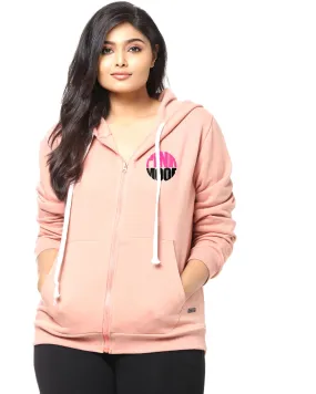 Peach "Pink Mood" Hooded Printed Sweatshirt | Peach