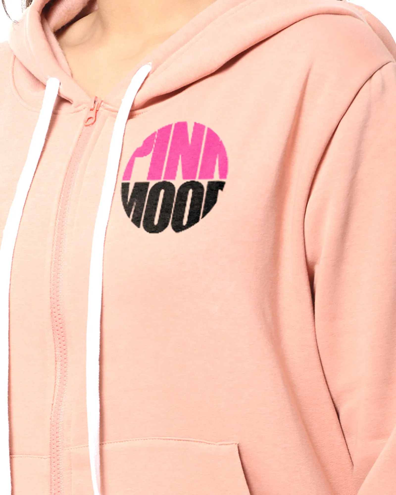 Peach "Pink Mood" Hooded Printed Sweatshirt | Peach