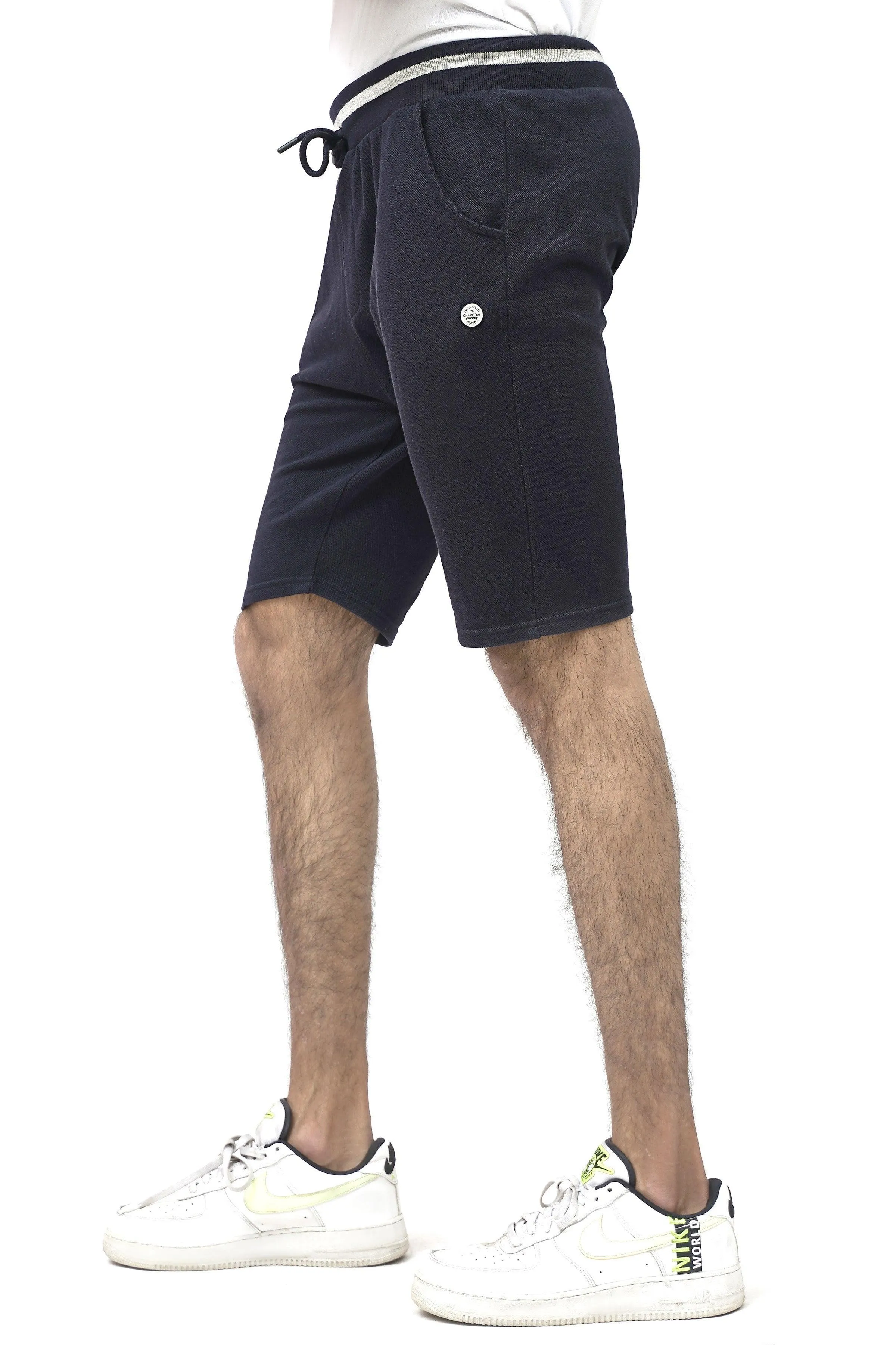 PIQUE REGULAR FIT NAVY SHORTS