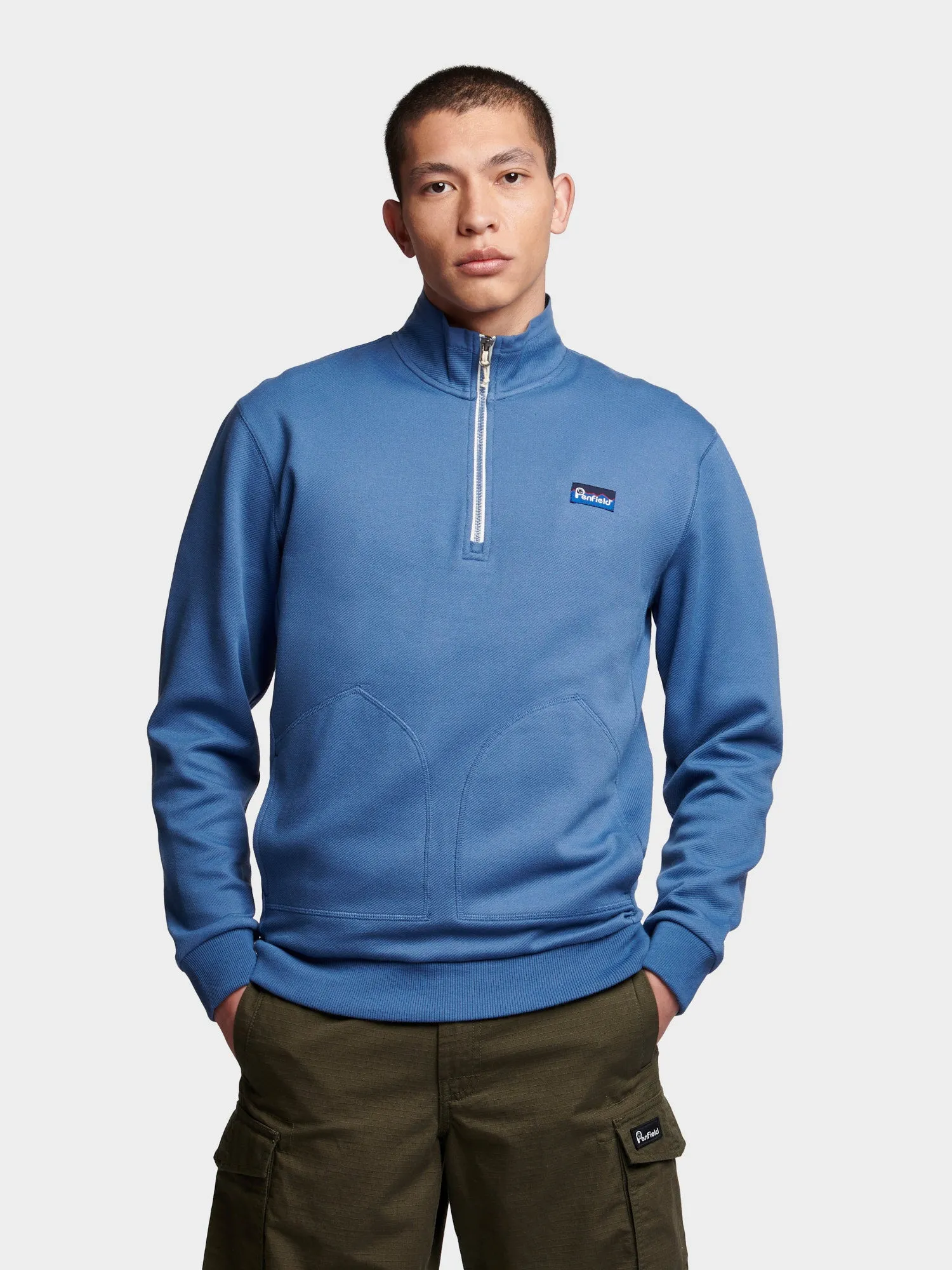 Relaxed Fit Washed Funnel Sweatshirt in Blue Horizon