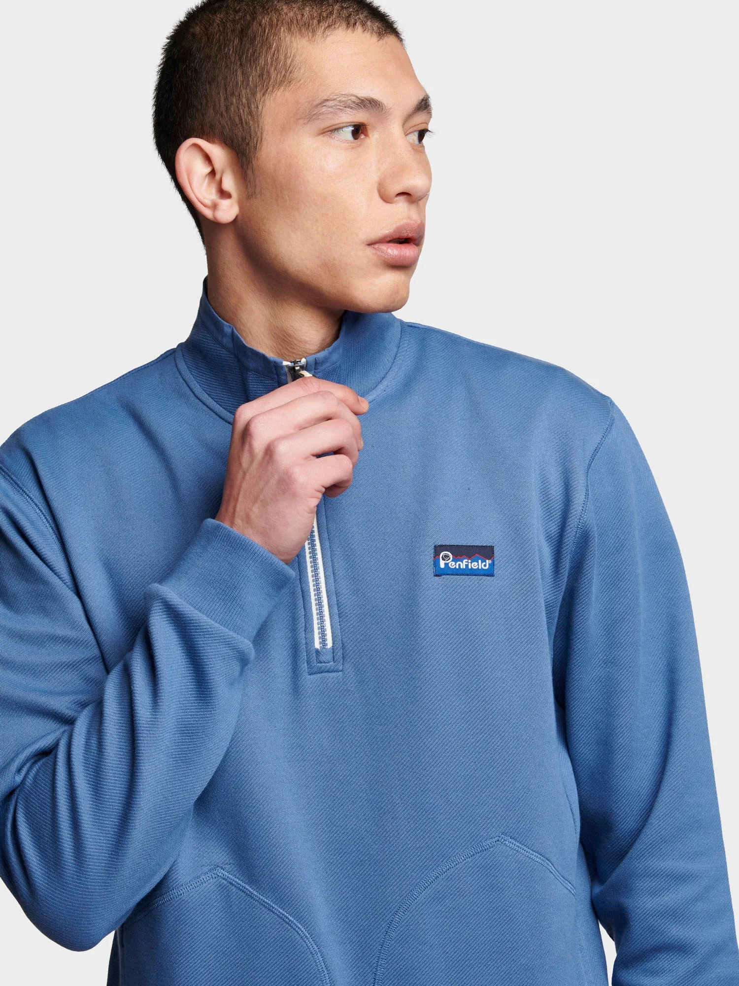 Relaxed Fit Washed Funnel Sweatshirt in Blue Horizon