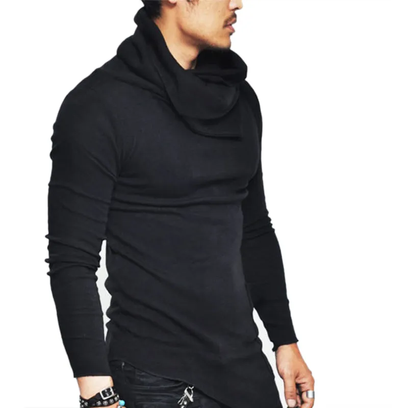 Solid Irregular Casual Long Sleeves Turtleneck Men Sweaters