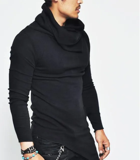 Solid Irregular Casual Long Sleeves Turtleneck Men Sweaters