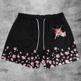 Trendy Retro Print Casual Mesh Shorts