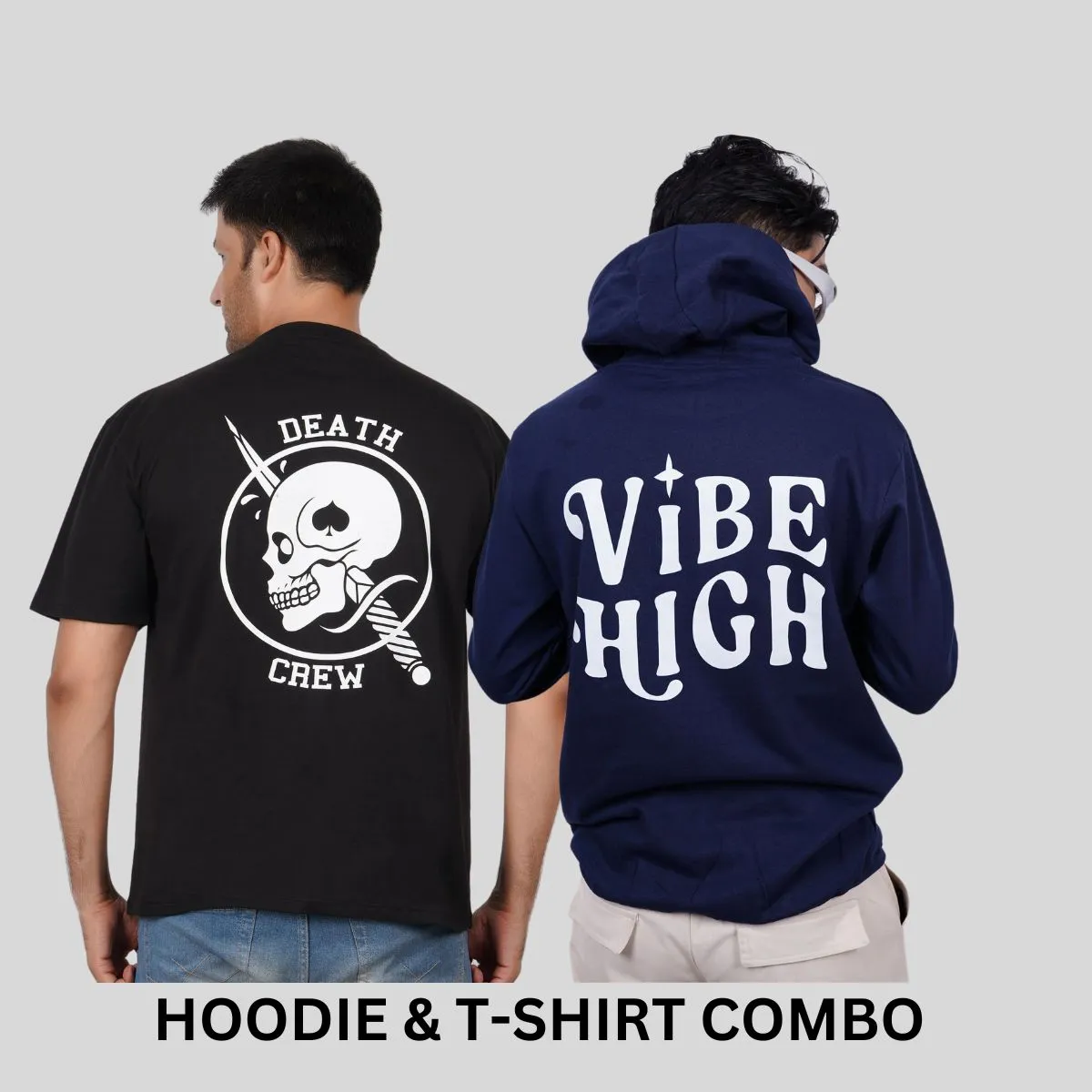 ULTIMATE COMBO - Vibe High Blue Hoodie   Death Crew Black Tees By Demonwear (DW005)