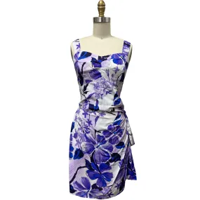 Watercolor Hibiscus Purple Sarong Dress